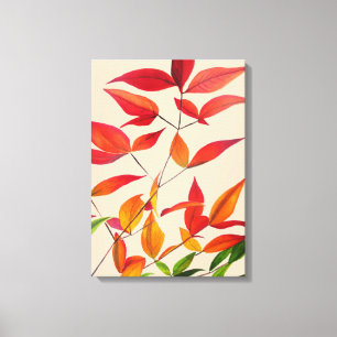 Orange Blätter Herbst Original Aquarellkunst Leinwanddruck