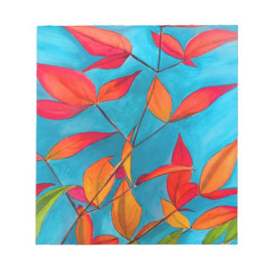 Orange Blätter Herbst Original Aquarellkunst Notizblock