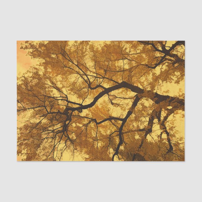 Orange Blätter im Herbst Gelber Himmel Seidenpapier (Vorderseite)