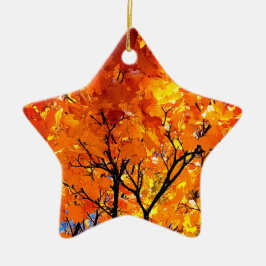 Orange Blätter Keramik Ornament