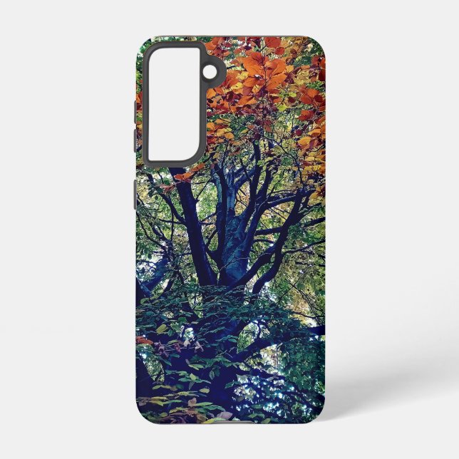 Orange Blätter Samsung Galaxy Hülle (Rückseite)