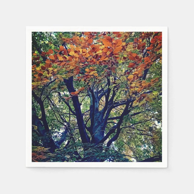 Orange Blätter Serviette (Vorderseite)