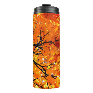 Orange Blätter Thermosbecher