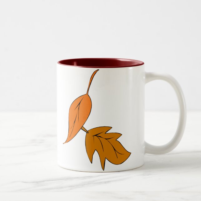 Orange Blätter Zweifarbige Tasse (Rechts)