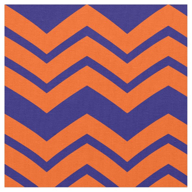 Orange Blau Chevron Zickzack-Design  Stoff (Nahaufnahme)
