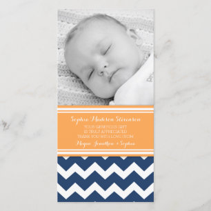 Orange Blau dankt Ihnen Baby-Duschen-Foto-Karten Dankeskarte