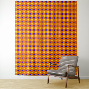 Orange Blau Gelb Punkte Design Wandteppich