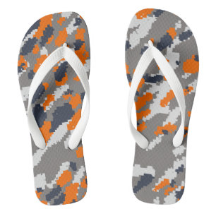 Orange, Blau-Grau und Weiß-Tarnung abstrakt Flip Flops