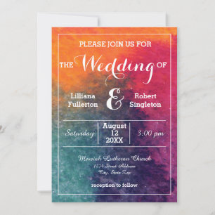 Orange Blau Rosa Wasserfarbe - Hochzeitseinladung Einladung