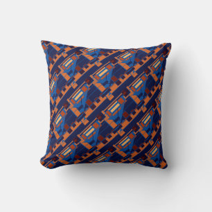 Orange Blau Rost Navy Diagonale Reihen Kunst Desig Kissen