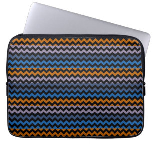Orange Blau Schwarz Chevron Zickzack Laptopschutzhülle