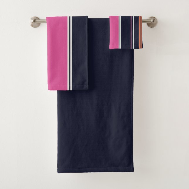 Orange, Blau und Rosa Streifen Badhandtuch Set (Insitu)