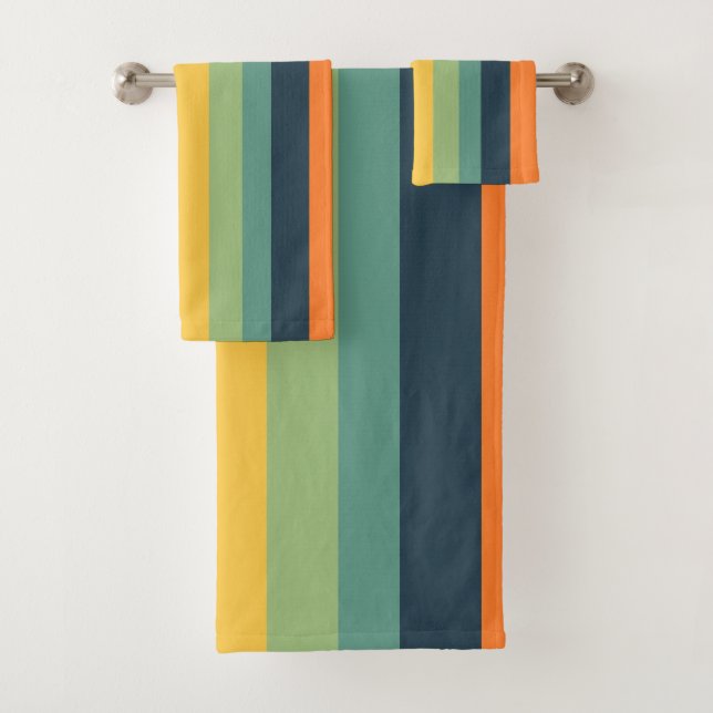 Orange, blaue, gelbe und grüne Streifen Badhandtuch Set (Insitu)