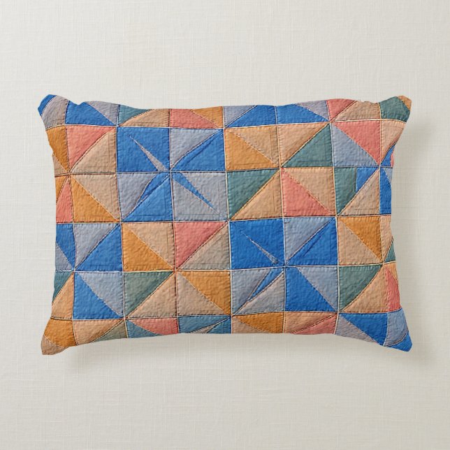 orange-blaue Steppdecke Dekokissen (Vorderseite)