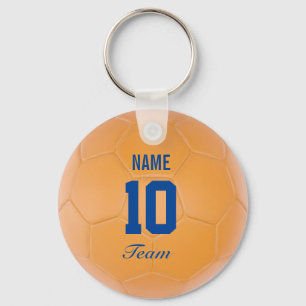 Orange blauer Team-Fußball-Ball-personalisierter Schlüsselanhänger