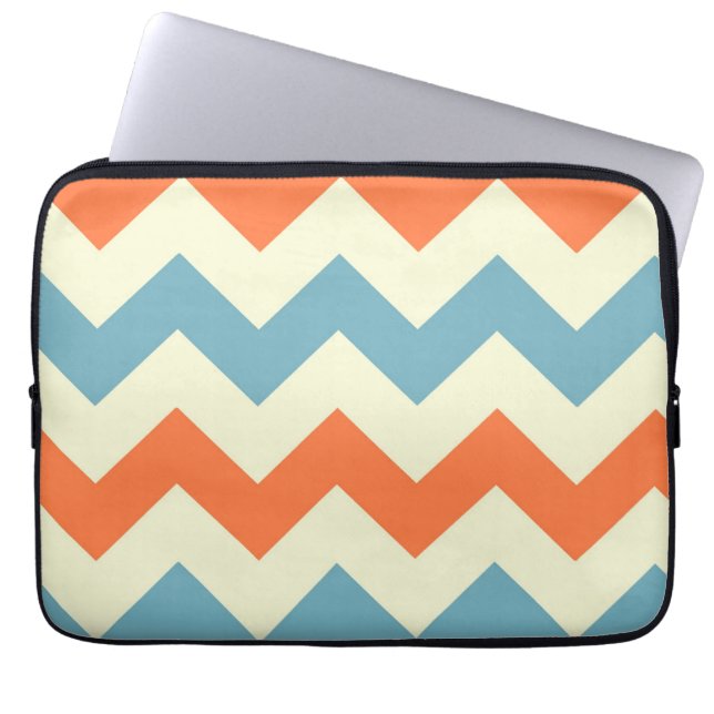 Orange blauer Zickzack Zickzack stripes Laptopschutzhülle (Vorderseite)