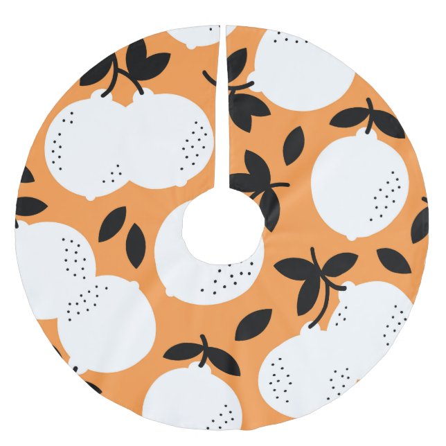 Orange Bliss: Exquisite Fruchtmuster Polyester Weihnachtsbaumdecke (Vorderseite)
