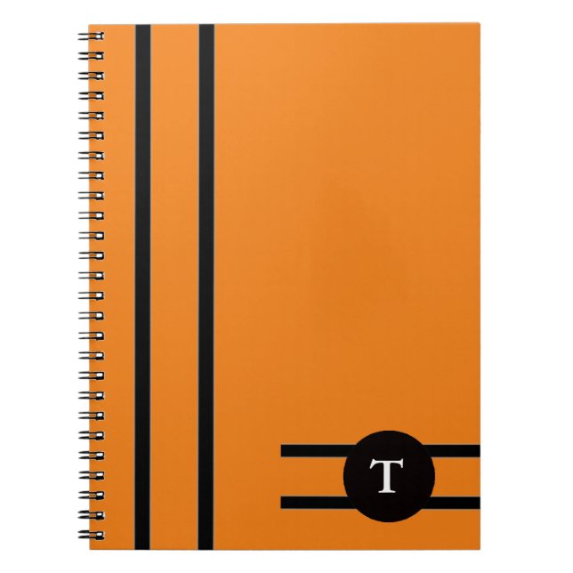 Orange & Blk Streifen Notebook Notizblock (Vorderseite)