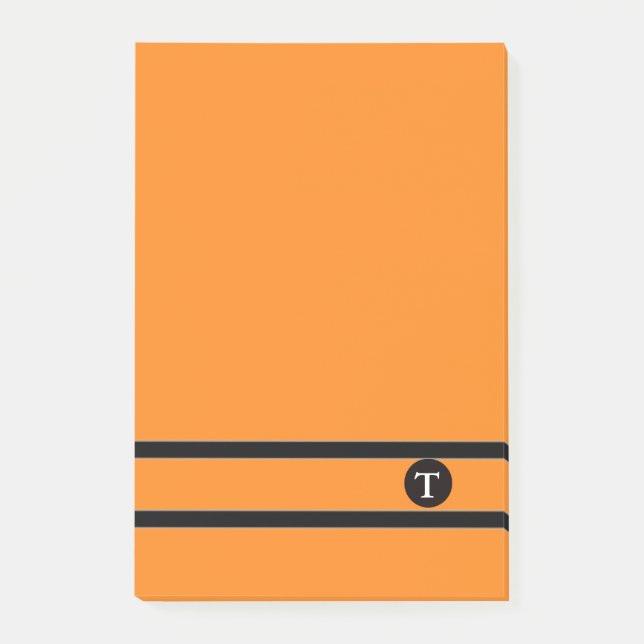 Orange & Blk Strip Monogram Post-it® Notes-II Post-it Klebezettel (Vorderseite)