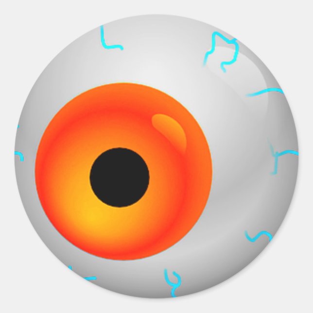 Orange Bloodshot Zombie Eyeball Halloween Runder Aufkleber (Vorderseite)
