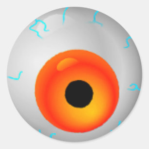 Orange Bloodshot Zombie Eyeball Halloween Runder Aufkleber