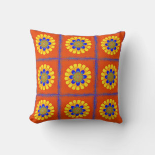 Orange Bloom Patchwork Kissen