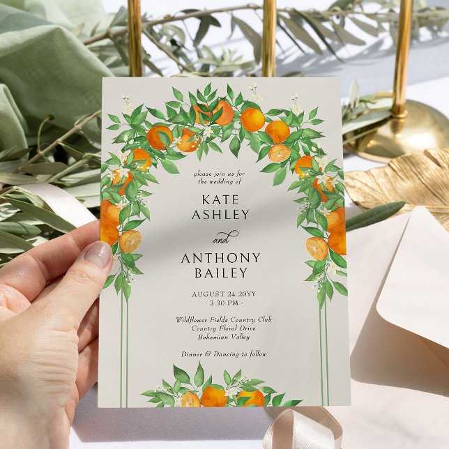 Orange Blossom Arch Wedding Einladung (Wedding Invitation with arch pergola from the Orange Blossom Wedding Collection by Darling & May)