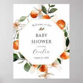 Orange Blossom Babydusche Begrüßungszeichen Poster