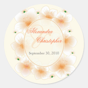 Orange Blossom Blume Romantische Gastgeschenk Hoch Runder Aufkleber