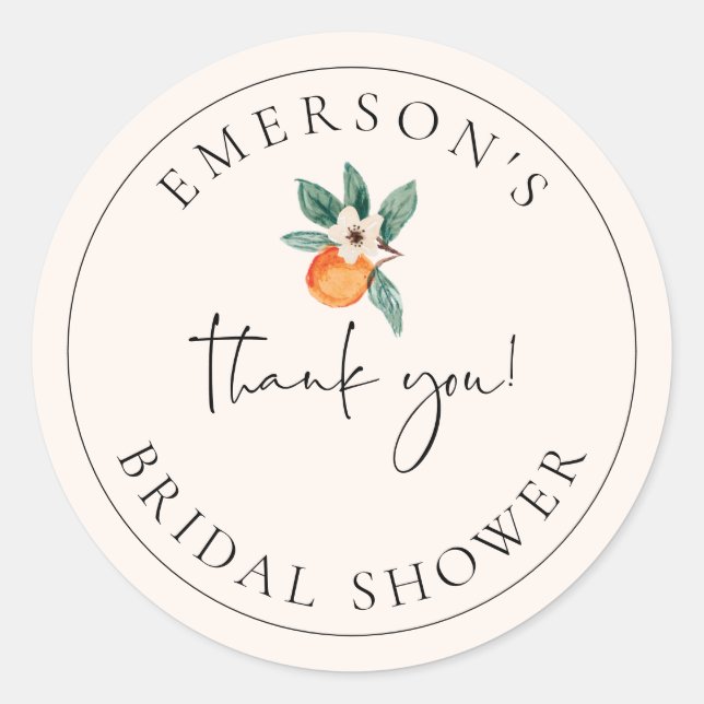 Orange Blossom Brautparty Gefallen Sticker E200 (Vorderseite)