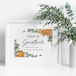 Orange Blossom Honey Bee Foto Guestbook Sign Poster
