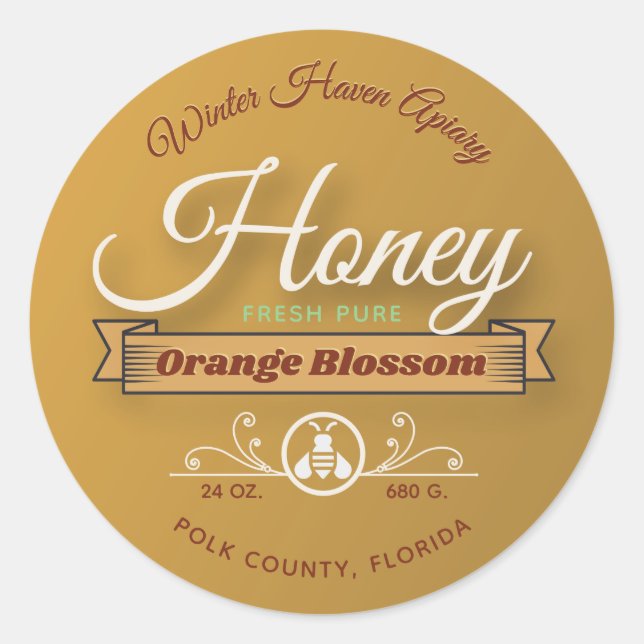 Orange Blossom Honey Jar Runder Aufkleber (Vorderseite)