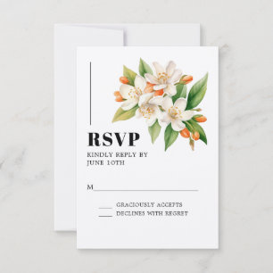 Orange Blossom & Jasmine Blooms Mariage Carte RSVP