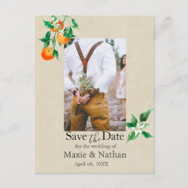 Orange Blossom Save the Date Foto QR-Code Postkarte