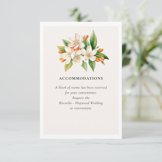 Orange Blossom und Jasmine Wedding Begleitkarte (Stehend Vorderseite)