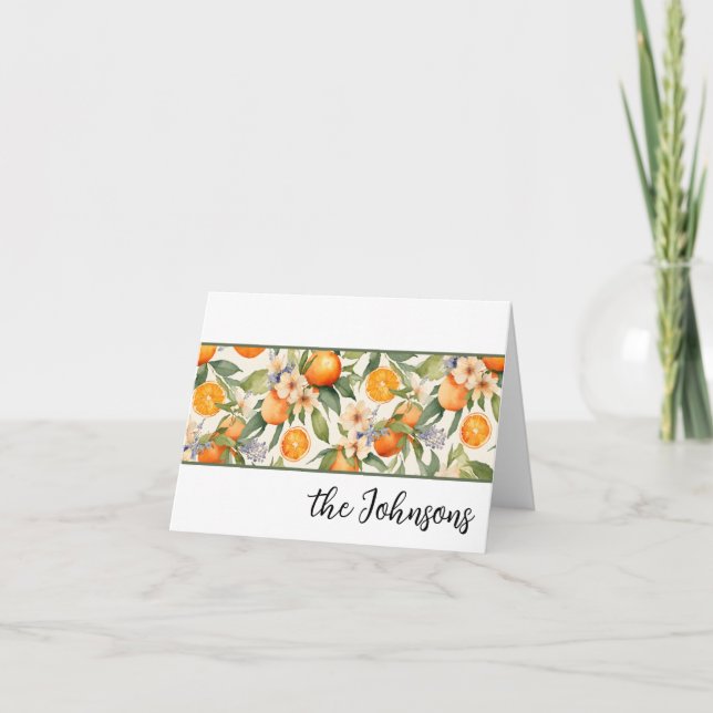 Orange Blossom Wasserfarbenstationerie Dankeskarte (Vorderseite)