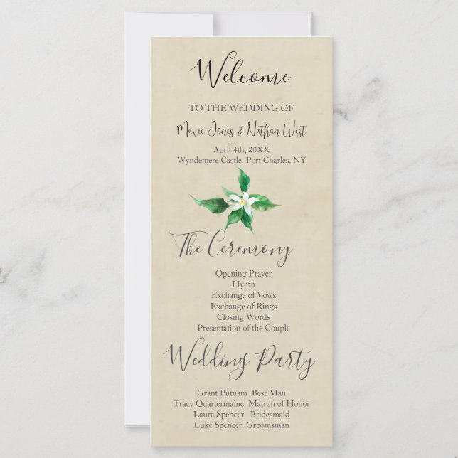 Orange Blossom Wedding Program (Vorderseite)