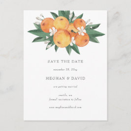 Orange Blossoms Citrus Botanical Save the Date Ankündigungspostkarte