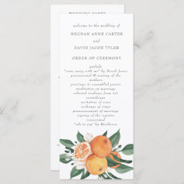 Orange Blossoms Citrus Botanical Wedding  Programm