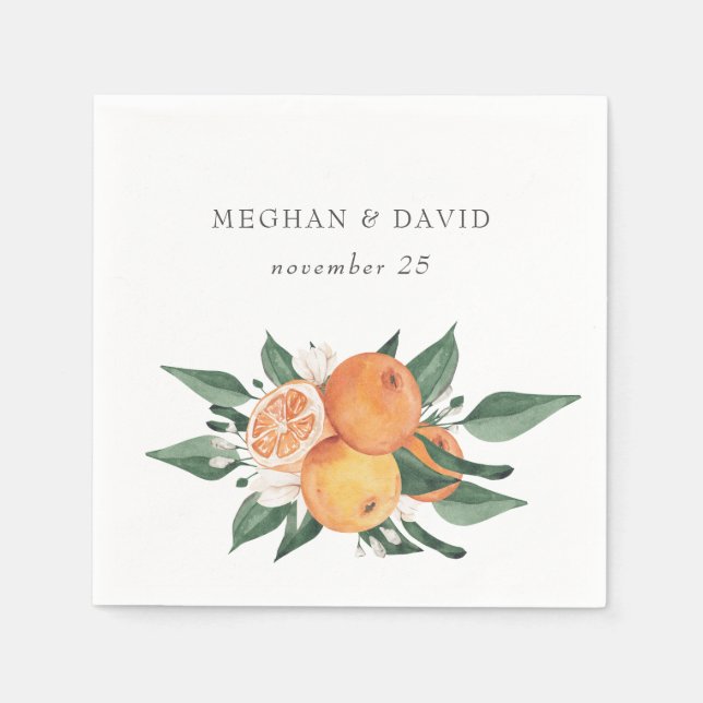 Orange Blossoms Citrus Botanical Wedding Serviette (Vorderseite)