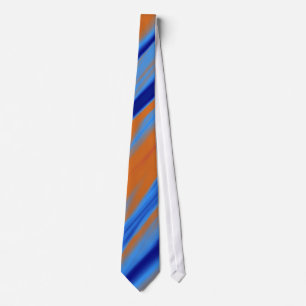 Orange Blue Abstrakt Stripes Krawatte