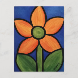Orange Blue Abstrakte Blume Postkarte