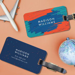 Orange Blue Aquamarin Vibranly Modern Bold Strokes Gepäckanhänger