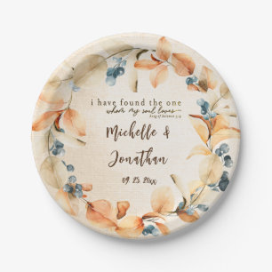 Orange & Blue Autumn Floral Inspiration Hochzeit Pappteller