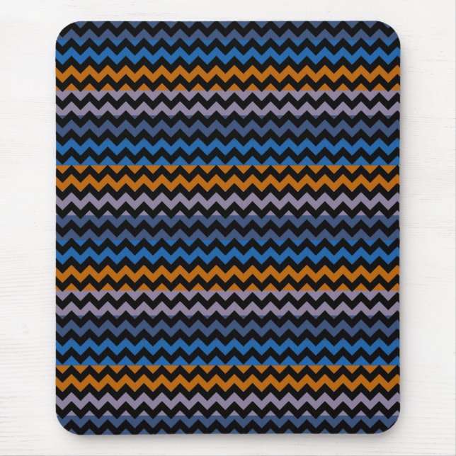 Orange Blue Black Zickzack Zigzag Mousepad (Vorne)