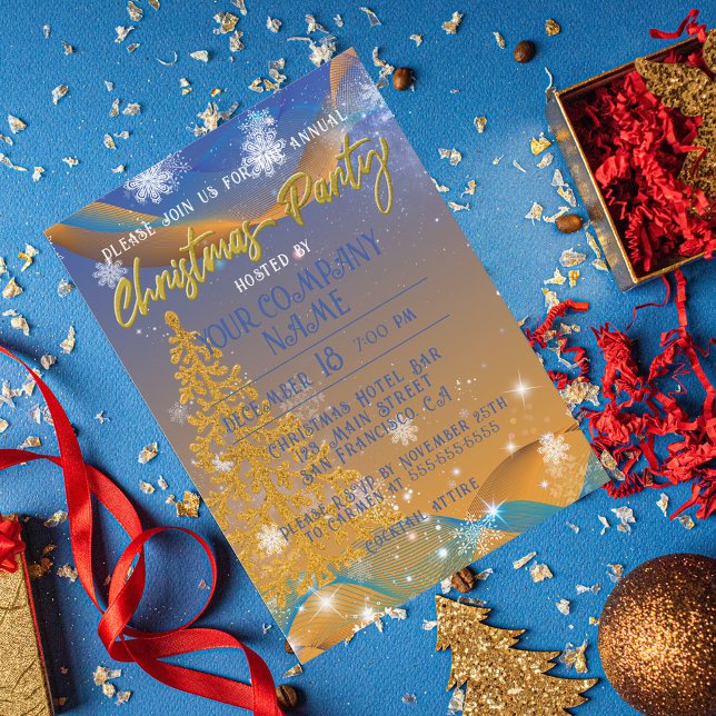 Orange Blue Christmas Corporate Party Invitation (Créateur téléchargé)