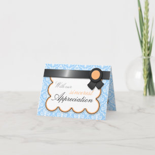 Orange & Blue Damask Elegante Danksagungen Karten