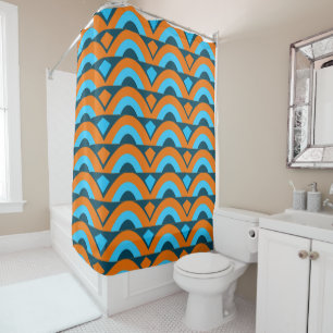 Orange Blue Diamond Geometric Muster Duschvorhang