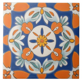 Orange & Blue Geometric, mediterran Fliese