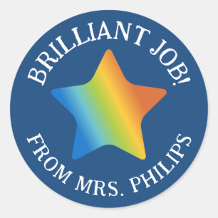 Orange Blue Gradient Star Brilliant Job School Runder Aufkleber